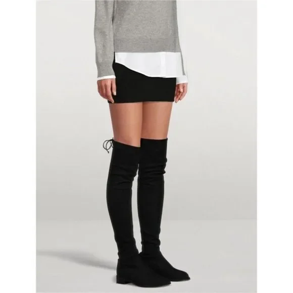 Stuart Weitzman Mara OTK Over the Knee Suede Boots Platform Thigh High Black 8 - Picture 4 of 12
